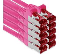 1aTTack.de - 10x 0.5m CAT6 patch cable S/FTP PIMF shielding CAT.6 RJ45 network cable Ethernet cable DSL LAN router switch modem patch panel - magenta - 10 pieces