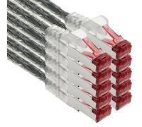 1aTTack.de - 10x 0.5m CAT6 patch cable S/FTP PIMF shielding CAT.6 RJ45 network cable Ethernet cable DSL LAN router switch modem patch panel - transparent - 10 pieces