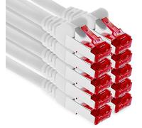1aTTack.de - 10x 10m CAT6 patch cable S/FTP PIMF shielding CAT.6 RJ45 network cable Ethernet cable DSL LAN router switch modem patch panel - white - 10 pieces