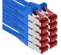 1aTTack.de - 10x 1m CAT6 patch cable S/FTP PIMF shielding CAT.6 RJ45 network cable Ethernet cable DSL LAN router switch modem patch panel - blue - 10 pieces