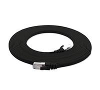 1aTTack.de 15m - black - 1 piece Cat7 flat cable network cable Cat 7 raw cable Gigabit Lan (10Gbit/s) ribbon cable installation cable patch cable flat slim Rj 45 plug Cat6a