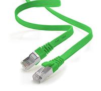 1aTTack.de 15m - green - 1 piece CAT.7 Gigabit Ethernet LAN ribbon ribbon cable (RJ45) network cable raw cable (10Gbit/s) installation cable flat slim compatible with Cat.5 - Cat.5e - Cat.6
