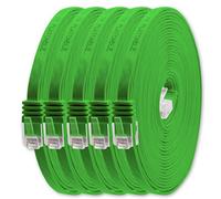 1aTTack.de 15m Green Cat.6 Flat Network Cable (5 Pack) - Compatible with Cat5, Cat5e, Cat.7, Cat7a - Connects Routers, Modems, Computers, Gaming Consoles & More