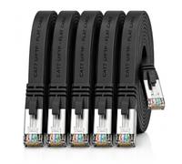 1aTTack.de 1m - black - 5 pieces CAT.7 Gigabit Ethernet LAN ribbon ribbon cable (RJ45) network cable raw cable (10Gbit/s) installation cable flat slim compatible with Cat.5 - Cat.5e - Cat.6