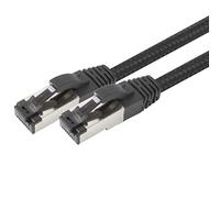 1aTTack.de 1m - Black Cotton CAT 6a patch cable Black - 1 piece network cable fabric cotton jacket Cat Cat 6 a cable Rj 45 LAN Ethernet patch cable 500Mhz 10 Gb s - 1 x 1 meter