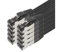 1m - Black Cotton CAT 6a Patch Cable Black - Pack of 10 Network Cable Fabric Cotton Coat Cat Cat 6 a Cable Rj 45 LAN Ethernet Patch Cable 500Mhz 10 Gb s - 10 x 1 Meter