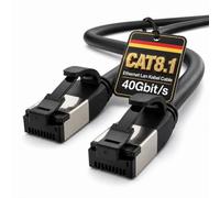 1aTTack.de 1m Cat 8.1 Lan Cable Network Cable (1 Piece) Cat 8 Ethernet Cable with RJ45 Plug Slim and Thin with 40 Gbps Transfer Rate Black 1.0 Meter