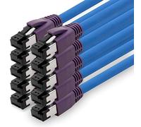 1aTTack.de 1m Cat.8 network cable CAT8 cable CAT 8 2000 MHz 40 Gbit s 40GBase-T high end Poe+ patch cable Ethernet cable AWG24 copper LSZH blue - 10 pieces 1m