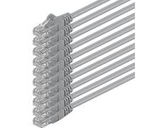 1aTTack.de 1m - gray - 10 pieces - (pack) - CAT.6 CAT6 Ethernet LAN network cable 1000 Mbit/s patch cable