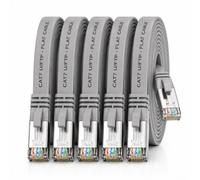 1aTTack.de 1m - gray - 5 pieces CAT.7 Gigabit Ethernet LAN ribbon ribbon cable (RJ45) network cable raw cable (10Gbit/s) installation cable flat slim compatible with Cat.5 - Cat.5e - Cat.6