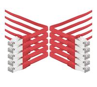 1aTTack.de 1m - red - 10 pieces CAT.7 Gigabit Ethernet LAN ribbon ribbon cable (RJ45) network cable raw cable (10Gbit/s) installation cable flat slim compatible with Cat.5 - Cat.5e - Cat.6