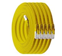 1aTTack.de 1m - yellow - 5 pieces Cat7 flat cable network cable Cat 7 raw cable Gigabit Lan (10Gbit/s) ribbon cable installation cable patch cable flat slim Rj 45 plug Cat6a