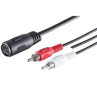 1aTTack.de 1x 0.2m 5-pin DIN socket to 2 RCA plugs stereo + ground audio adapter cable perfect for HiFi music systems studio equipment