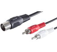 1aTTack.de 1x 1.5m 5-pin DIN plug to 2 RCA plugs, 1:4 pin assignment, audio adapter cable, perfect for HiFi music systems and studio equipment.