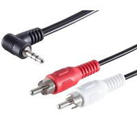 1aTTack.de 1x 1.5m - Black Angled 3.5mm Jack Plug to 2x Cinch RCA Plug Audio Cable Perfect for HiFi, TV & Speakers