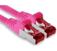 1aTTack.de - 1x 15m CAT6 patch cable S/FTP PIMF shielding CAT.6 RJ45 network cable Ethernet cable DSL LAN router switch modem patch panel - magenta - 1 piece