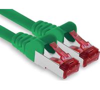 1aTTack.de - 1x 15m CAT6 patch cable S/FTP PIMF shielding CAT.6 RJ45 network cable Ethernet cable DSL LAN router switch modem patch panel - green - 1 piece