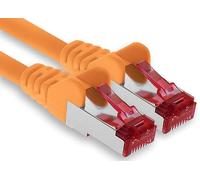 1aTTack.de - 1x 15m CAT6 patch cable S/FTP PIMF shielding CAT.6 RJ45 network cable Ethernet cable DSL LAN router switch modem patch panel - orange - 1 piece