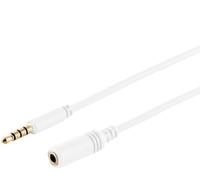 1aTTack.de 1x 1m - White Audio Extension 3.5mm TRRS Slim Gold-plated contacts Perfect for AUX connections and headsets