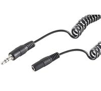 1aTTack.de 1x 2.5m - Black 3.5mm jack cable stereo spiral cable extension cable perfect for headphones, speakers & HiFi