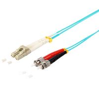 1aTTack.de 1x 2 m OM3 Fibre Optic DX Duplex Patch Cable LC/UPC - ST/UPC MM Multimode - 50/125 µm LSZH Aqua