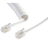 1aTTack.de 1x 2 m Telephone Cable RJ10 (also called RJ9, RJ22) Plug Earpiece Spiral Cable Telephone Plug RJ10 Cable Landline Telephone Handset Telephone Cable White