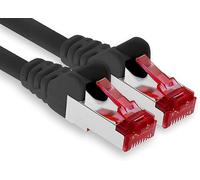 1aTTack.de - 1x 50m CAT6 patch cable S/FTP PIMF shielding CAT.6 RJ45 network cable Ethernet cable DSL LAN router switch modem patch panel - black - 1 piece