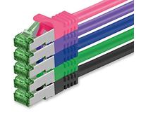 1aTTack.de 2 M Cat.7 Network Cable Pack of 5 Cat7 Patch Cable Lan Cable Ethernet RJ45 10 Gbit/s (All Internet Speeds) 5 Colors 2 Meters