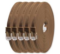 1aTTack.de 20m Brown Cat.6 Flat Network Cable - 5 Pack - Gigabit LAN (RJ45) Ultra Flat Slim Micro