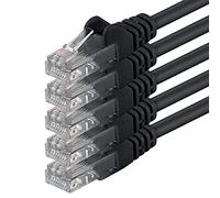1aTTack.de 2m - black - 5 pieces - (PACK) - CAT.6 CAT6 Ethernet LAN network cable 1000 Mbit/s patch cable