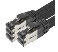 1aTTack.de 2m - Black Cotton CAT 6a Patch Cable Black - Pack of 5 Network Cable Fabric Cotton Coat Cat Cat 6 a Cable Rj 45 LAN Ethernet Patch Cable 500Mhz 10 Gb s - 5 x 2 Meters