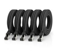 1aTTack.de 2m - Black Cotton CAT 6a Patch Cable Black - Pack of 5 Network Cable Fabric Cotton Coat Cat Cat 6 a Cable Rj 45 LAN Ethernet Patch Cable 500Mhz 10 Gb s - 5 x 2 Meters