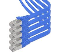 1aTTack.de 2m - blue - 5 pieces CAT.7 Gigabit Ethernet LAN ribbon ribbon cable (RJ45) network cable raw cable (10Gbit/s) installation cable flat slim compatible with Cat.5 - Cat.5e - Cat.6