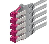 1aTTack.de 2m - gray - 5 pieces - network cable CAT6a (10Gb/s) S-FTP CAT 6a Lankacable - GHMT certified PIMF 500 MHz Cat5 Cat5e Cat6 Cat6a Cat7 for switch, router, modem, Internet