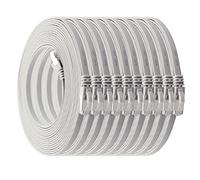 1aTTack.de 2m - white - pack of 10 Cat7 flat cable network cable Cat 7 raw cable Gigabit Lan (10Gbit/s) ribbon cable installation cable patch cable flat slim Rj 45 plug Cat6a