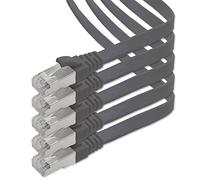 1aTTack.de 3.0 m - black - 5 pieces CAT.7 Gigabit Ethernet LAN ribbon ribbon cable (RJ45) network cable raw cable (10Gbit/s) installation cable flat slim compatible with Cat.5 - Cat.5e - Cat.6
