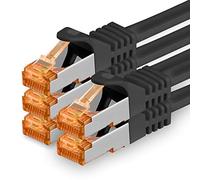 1aTTack.de 3.0 m - Cat.7 Network Cable Black - Pack of 5 Gigabit Ethernet LAN Cable 10000 Mbit S Patch Cable Cat7 Cable S FTP PIMF Shielding LSZH Cat.7 Raw Cable RJ45 Connector Cat 6a - 5 x 3 m