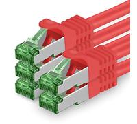 3.0m Cat.7 Network Cable Pack of 5 Cat7 Patch Cable Lan Cable Ethernet RJ45 10Gbit/s (All Internet Speeds) Red 3 Meters