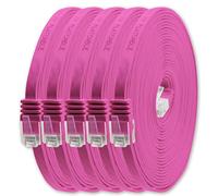 1aTTack.de 3.0 m - Magenta - 5 pieces - Cat.6 flat network cable Cat6 flat cable Ultra flat Cat.6 patch cable 1000 Mbit/s Gigabit LAN (RJ45) flat slim micro