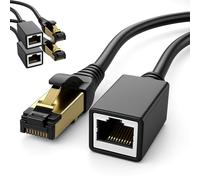 1aTTack.de 3 x 0.5 m CAT8.1 RJ45 Extension CAT8 Patch Cable Network Cable 40 GBit/s 2000 MHz S-FTP Copper PIMF 1x RJ45 Connector 1 x RJ45 Socket for LAN Ethernet Gaming Streaming - Black