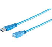 1aTTack.de 3 x USB-A Adapter Cable, Micro-B, 3.0, Blue, 5 m - With this standard USB cable, you can connect an external hard drive to your PC