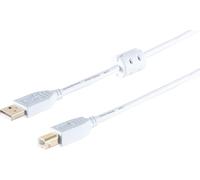 1aTTack.de 3 x USB-A Adapter Cable, USB-B, 2.0, Ferrite, White, 1 m - With this standard USB cable, you can connect an external hard drive to your PC