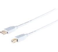 1aTTack.de 3 x USB-A Adapter Cable, USB-B, 2.0, Gold, White, 1 m - With this standard USB cable, you can connect an external hard drive to your PC for example