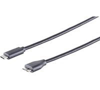 1aTTack.de 3 x USB-C Adapter Cable, Micro-B, 3.0 Black, 1 m - With this standard USB cable, you can connect an external hard drive to your PC for example