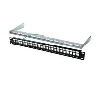 1aTTack.de 367458 Patch panel 24 port unequipped distribution panel for Keystone modules - network telephone fiber optic cable USB SAT chinch speaker - black