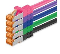 1aTTack.de 5 m - Cat.7 Network Cable 5 Colours 02-5 Pieces Gigabit Ethernet LAN Cable 10000 Mbit S Patch Cable Cat7 Cable S FTP PIMF Shielding LSZH Cat.7 Raw Cable RJ45 Connector Cat 6a - 5 x 5 m