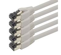1aTTack.de 5 m Cat 8 network cable CAT8 cable gray - pack of 5 Cat.8 Lan 2000 MHz 40 Gbit s 40GBase-T Poe+ patch cable Ethernet cable LSZH - 5 x 5 meters gray