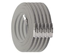 1aTTack.de 5 m - gray - pack of 5 Cat7 flat cable network cable Cat 7 raw cable Gigabit Lan (10Gbit/s) ribbon cable installation cable patch cable flat slim Rj 45 plug Cat6a