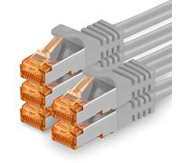 1aTTack.de 5 x 0.5 m - Cat7 Cat 7 Ethernet Network Cable 10 GB/s SFTP - RJ45 Ethernet LAN DSL Router Modem - Grey