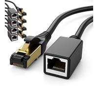 1aTTack.de 5 x 0.5 m CAT8.1 RJ45 Extension CAT8 Patch Cable Network Cable 40 GBit/s 2000 MHz S-FTP Copper PIMF 1x RJ45 Connector 1 x RJ45 Socket for LAN Ethernet Gaming Streaming - Black